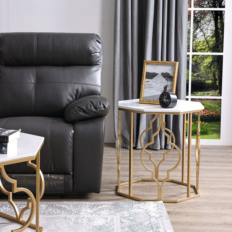 

Danube Home Esperanza End Table, White/Gold