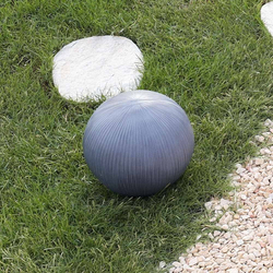 Danube Home Vertical Rib Round Ball Outdoor Garden Decor, 39.5 x 39.5cm, Grey