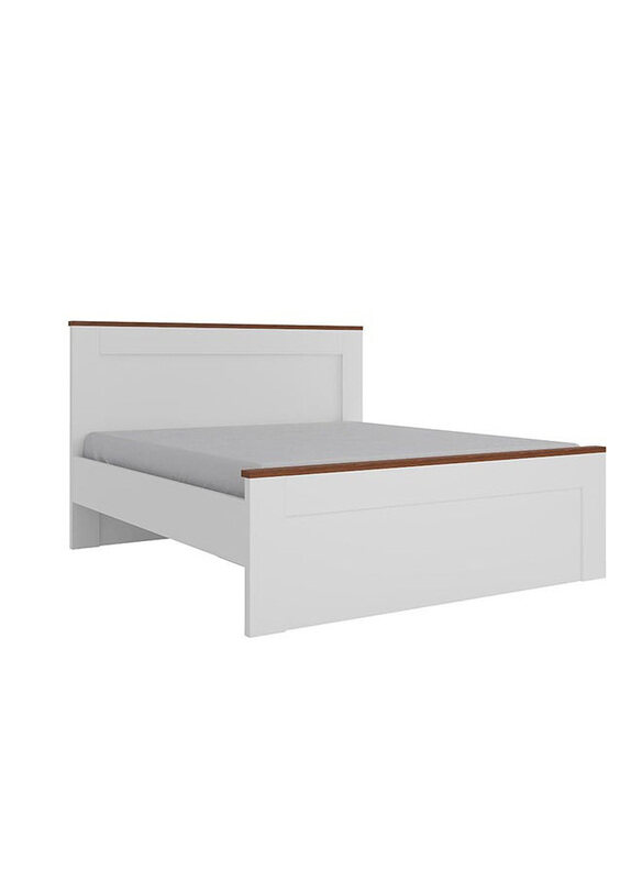 

Danube Home Pera King Bed with Sturdy Modern Design, White/Light Walnut