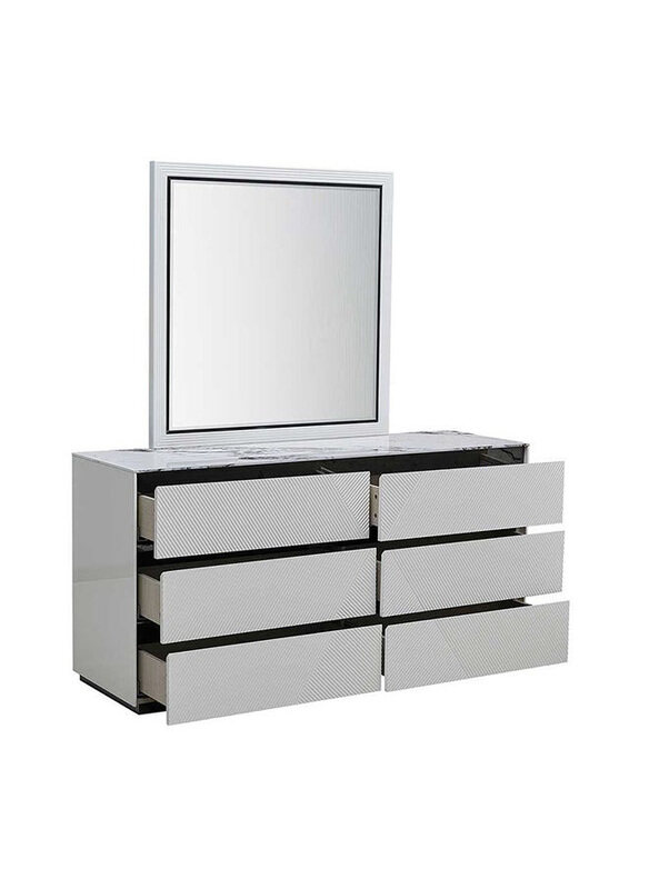 

Danube Home Petruci Dresser with Mirror, White/ Black