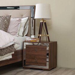 Danube Home Ezekiel Night Stand, Walnut/Mirror