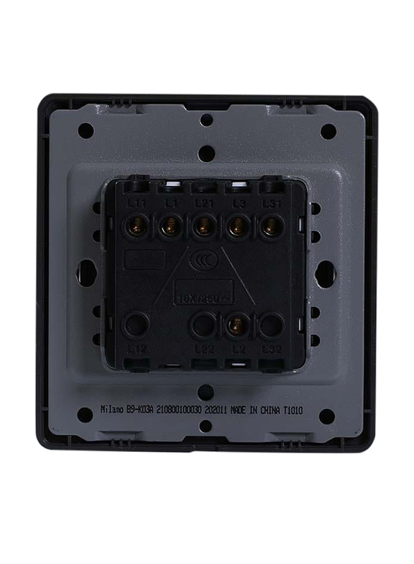 Danube Home Milano 16A 3 Gang 1 Way Switch, Silver