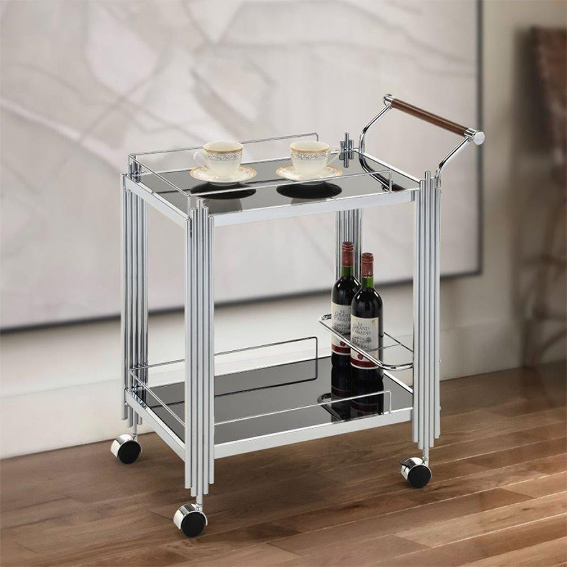 Danube Home 2-Tier Naill Kitchen Dining Serving Trolley, Silver