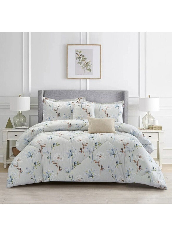 

Danube Home 6-Piece Euphoria Madision Luxurious Soft Bedding with Fitted Sheet Pillows Cases Cushion Cozy Comforter Set Home Decor for Bedroom Makeove