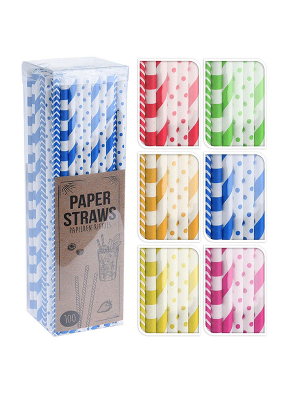 Danube Home 100-Piece Drinking Straws Paper Set, Multicolour