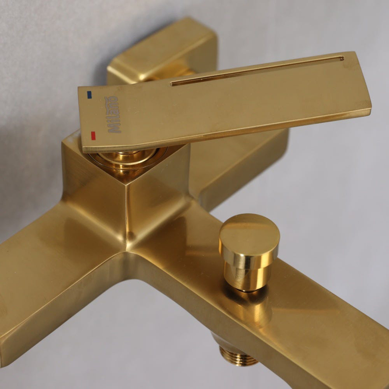 Danube Home Milano Teriz Brass Bath Shower Mixer Tap with Hand Shower, Gold