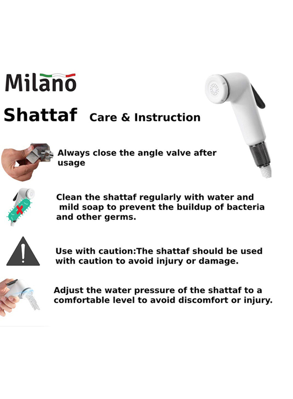Danube Home Milano Omega Brass Shattaf Handheld Bidet Sprayer Set For Toilets, Bathroom, Lavatory, Chrome