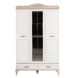 Danube Home Golden 3 Door Wardrobe, Milky White