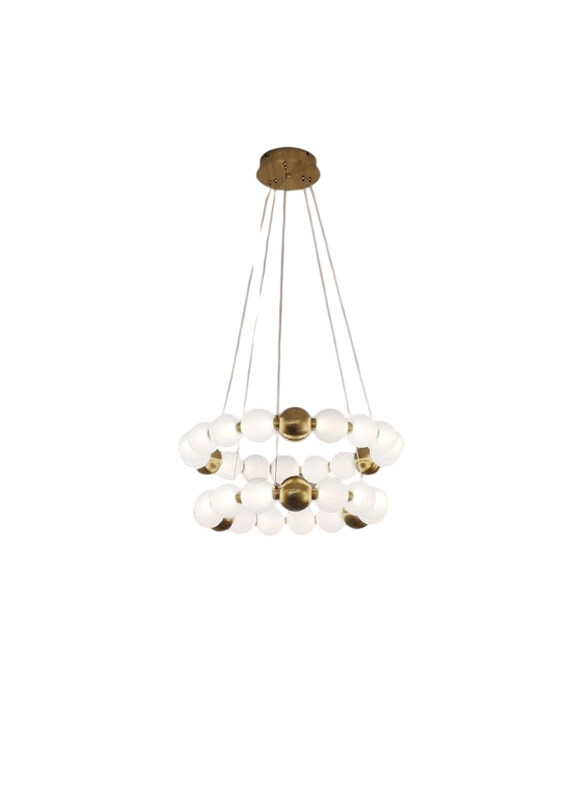 

Danube Home Rochelle Chandelier, Metal + Acrylic, D 60 x 60 x H 15, LED, Antique Brass