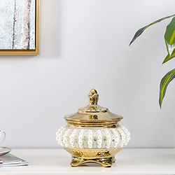 Danube Home Juliet Pot With Lid, White/Gold
