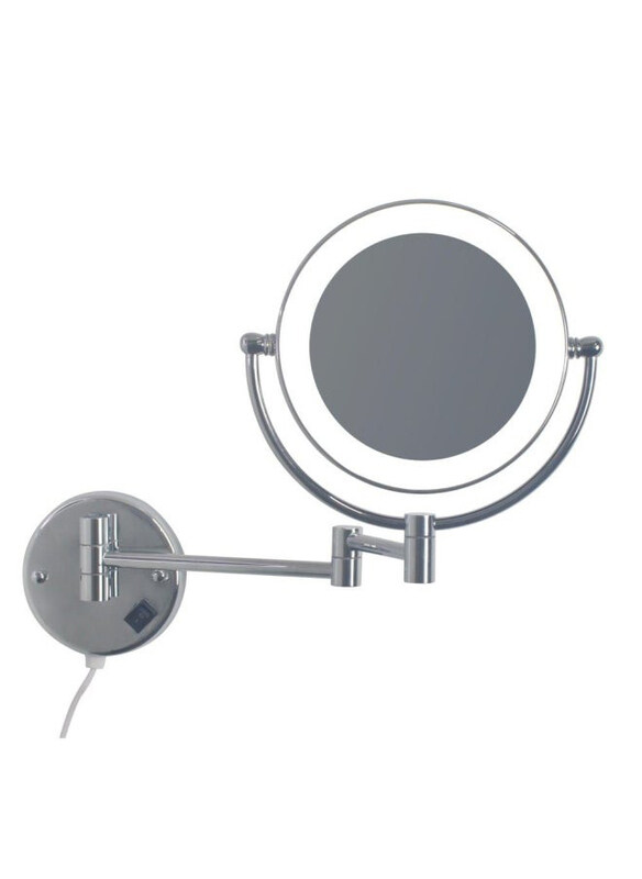 

Danube Home 8-Inch Magnifying Mirror With Led Light Round, Grey