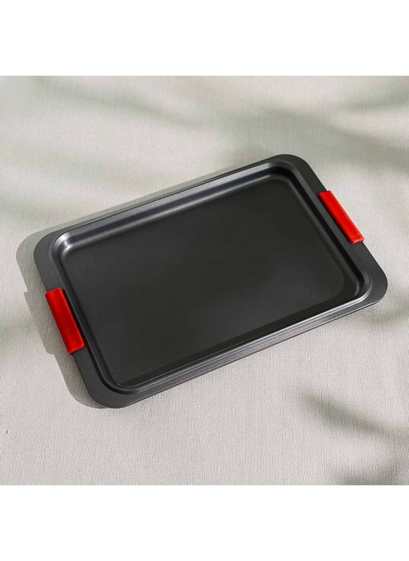

Danube Home 0.8mm Bake Me Happy Carbon Steel Cookie Sheet with Silicone Handle, Black