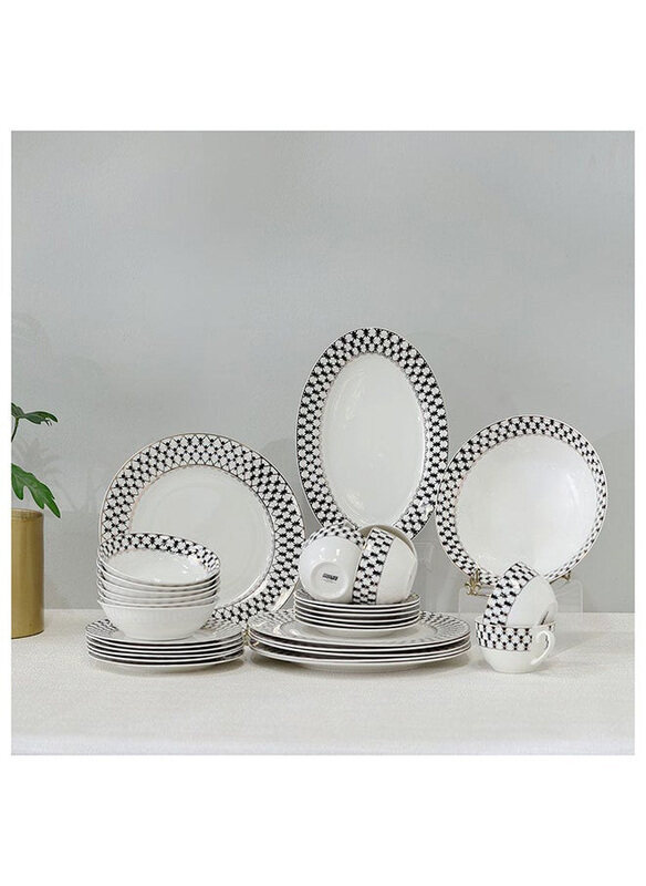 

Danube Home Delvine New Bone China Dinner Set, 32 Pieces, Multicolour