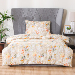 Danube Home 2-Piece Shoreline Tiles Comforter 100% Cotton Bedding Set With Pillow Cover For Bedroom, Single, Beige