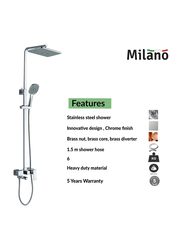 Danube Home Milano Zia Brass Rain Shower Column Complete Set, Chrome