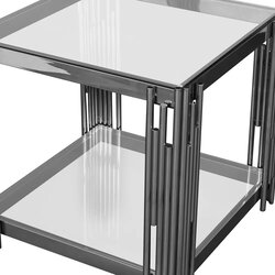 Danube Home Naill Stainless Steel End Table, Silver