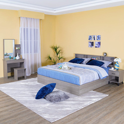 Danube Home Gamorah King Bed Set + Dresser And Stool, Grey