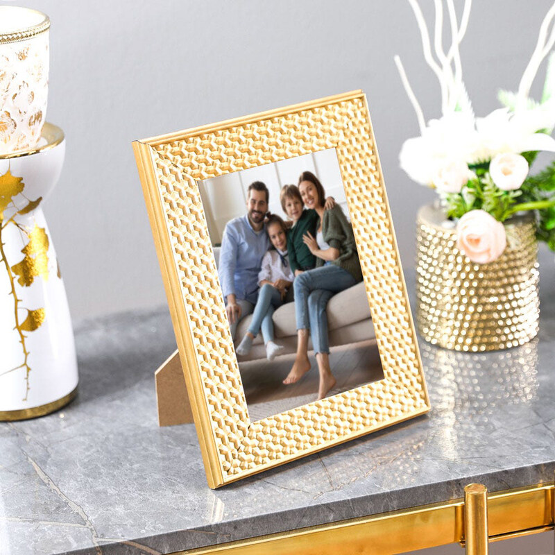 

Danube Home Petite Rectangular Tabletop Photo Frame with Clear Display, Gold