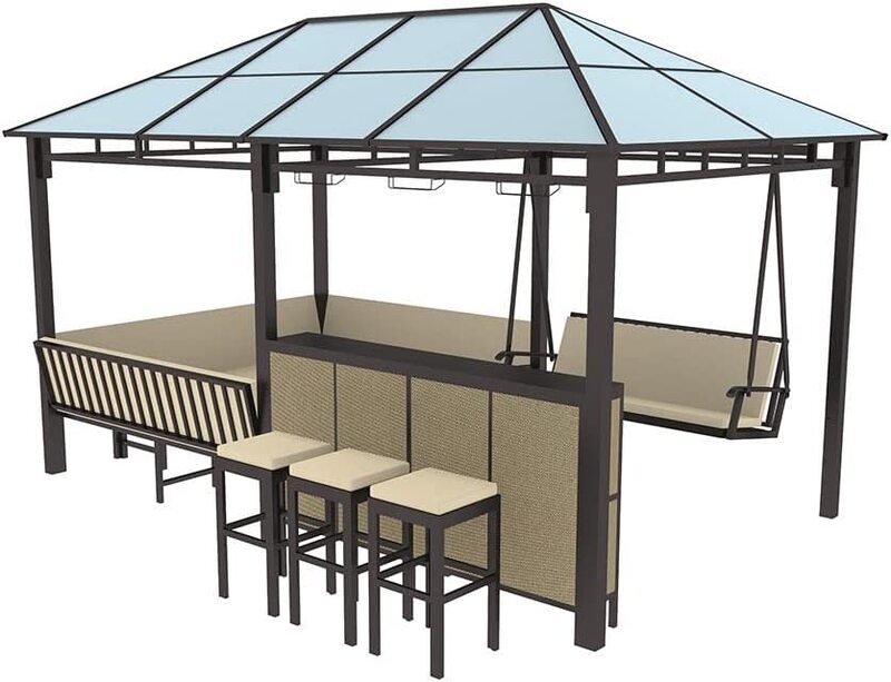 Danube Home Romero Gazebo with Seating, Beige