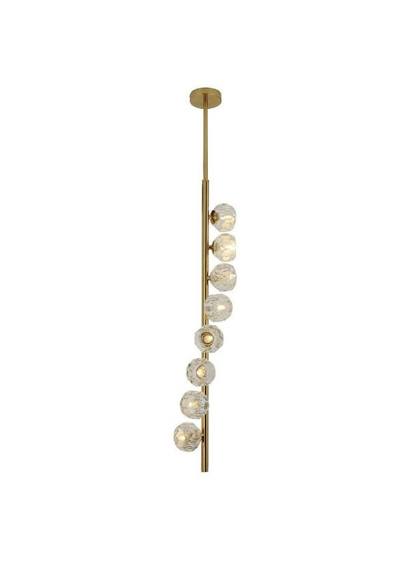 

Danube Home Delfina Pendant, Metal + Crystal, 80 x 18 x H 120, G9, Antique Brass