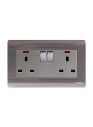 Danube Home Milano 13A 2 Gang Socket with Neon Gd, Gold