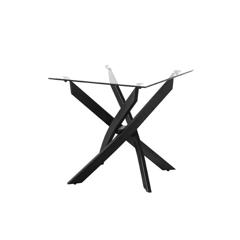 Danube Home Leonardo End Table, Glass/Powder Coated Black