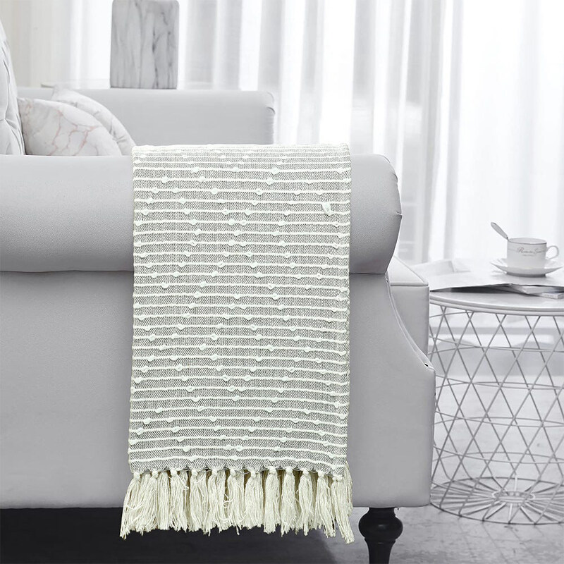 

Danube Home Takisha Diamond Throw Cotton Blanket, 127 x 154cm, Beige