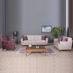 Danube Home King Plain Fabric Sofa, Single Seater, Purple Brown