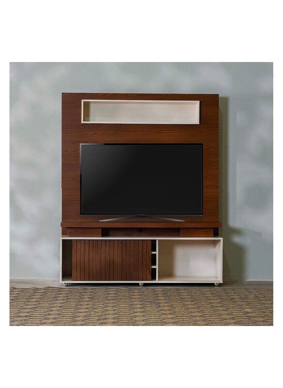 

Danube Home Ontario Modern Design Wall TV Cabinet Unit, Teak/Off White