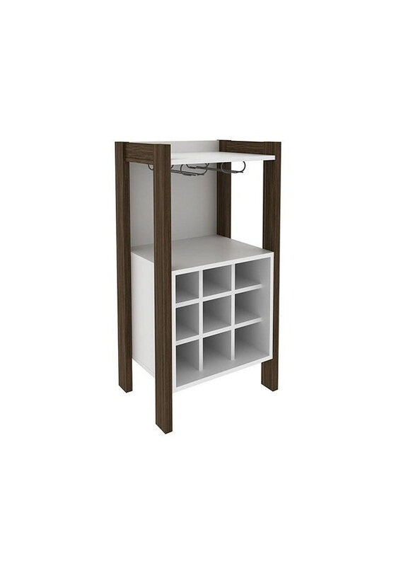 

Danube Home Lean Cabinet Sturdy Home Bar Organiser Cupboard Modern Design Furniture For Dining Room, White/Walnut