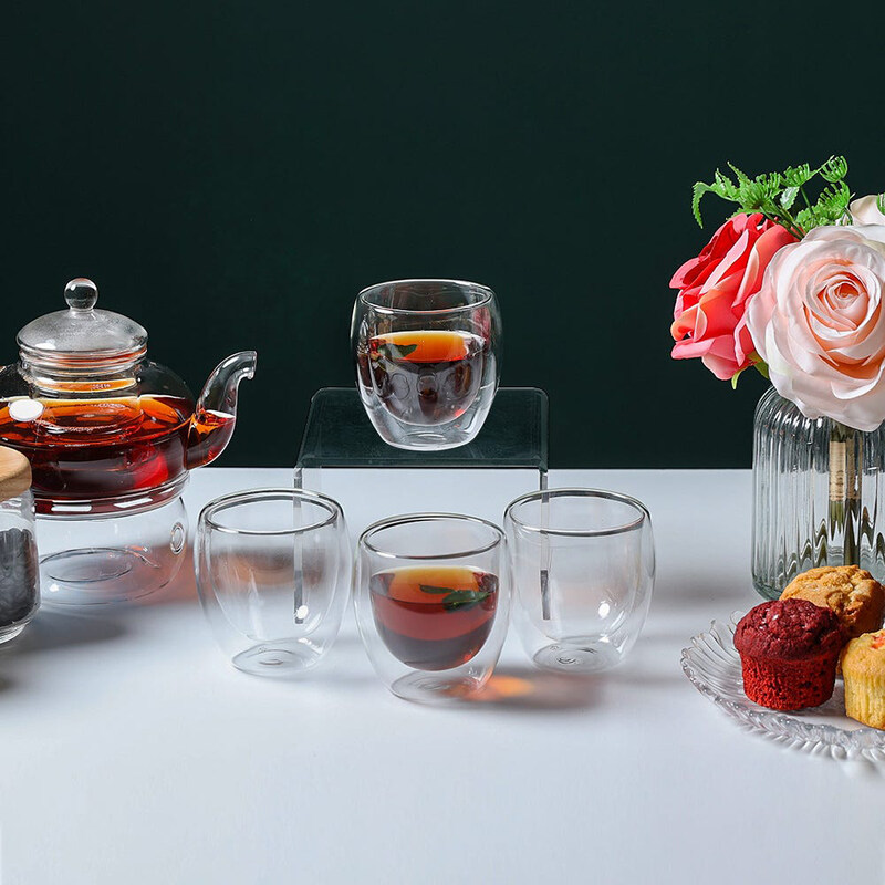 

Danube Home 250ml 4-Piece Double Wall Glass Set, Clear