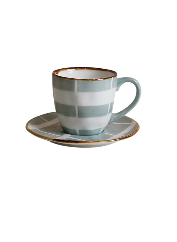 

Danube Home 200ml Akesha Fine Porcelain Stylish Cup and Saucer, Blue