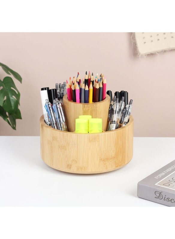 

Danube Home Loretta Bamboo Rotatin Smart Desk Organizer, Natural