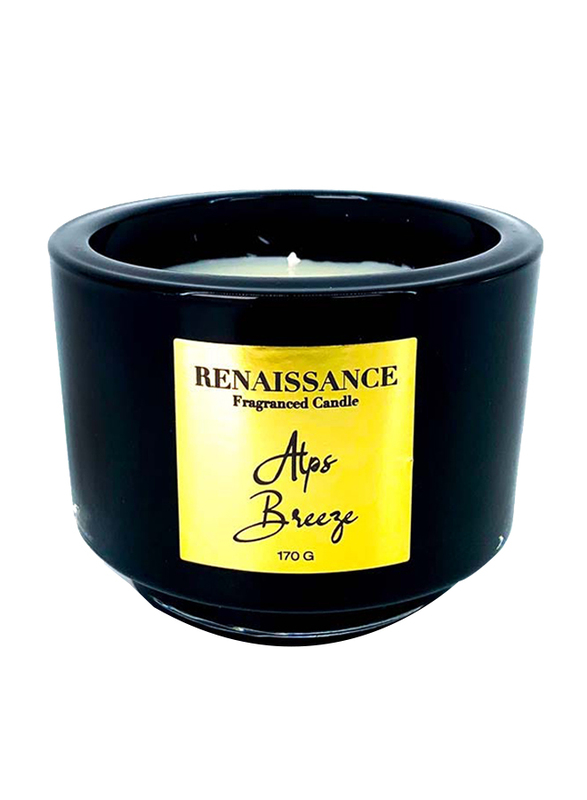 Danube Home Renaissance Scented Candle, Black Jar, Alps Breeze, 9.5 x 9.5 x 10 cm, 170 gm, Black