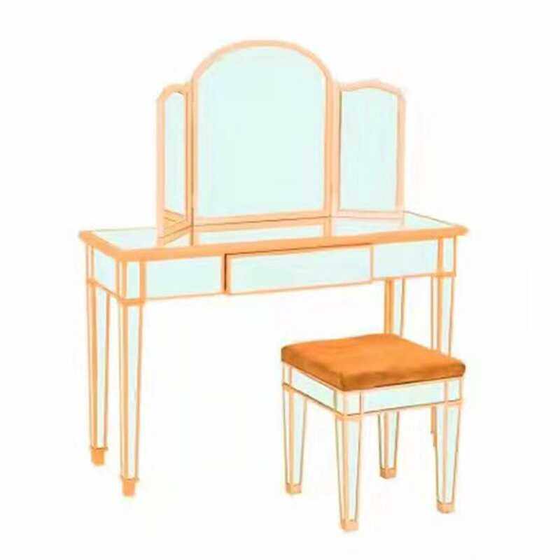 

Danube Home Marciales Dresser with Mirror and Stool, Silver