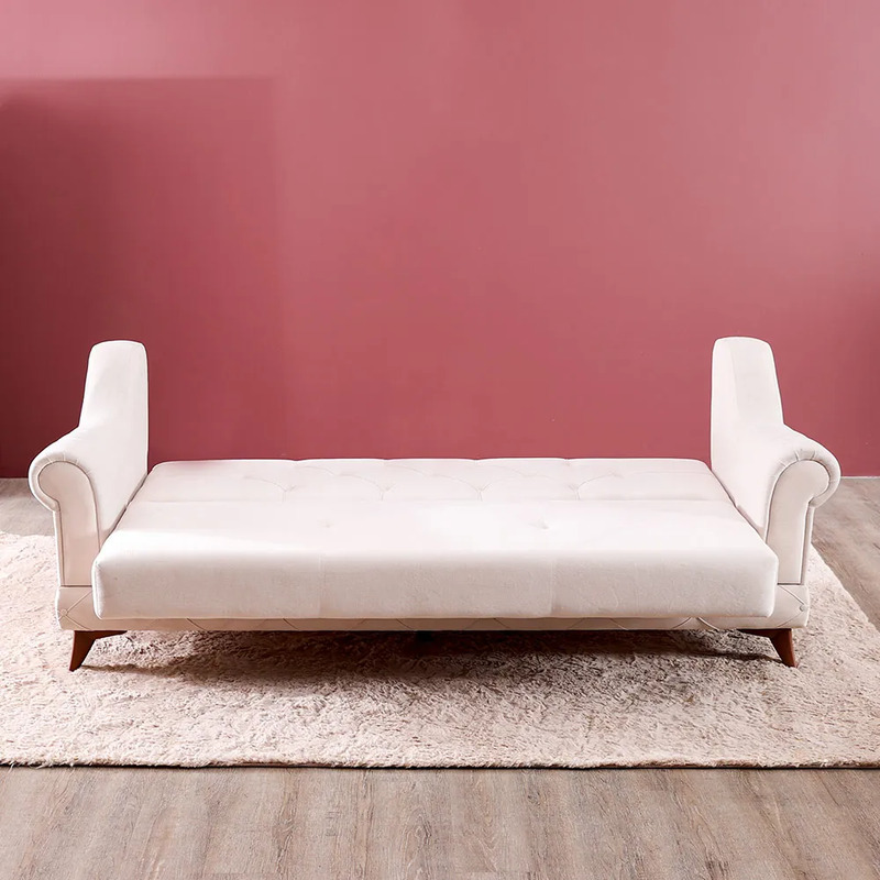 Danube Home Perla Fabric Sofa, Triple Seater, Cream Off White