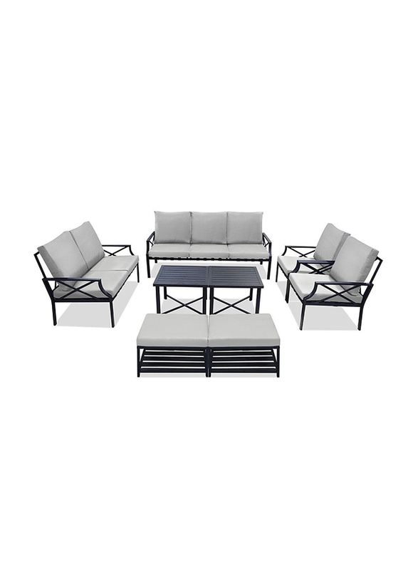 Danube Home Torino 7-Seater Outdoor Sofa Set, 8 Pieces, Grey