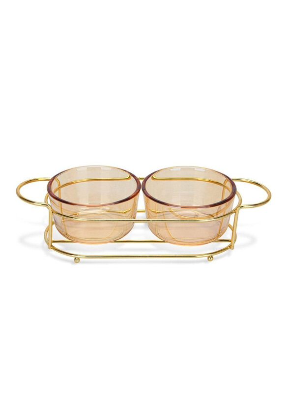 

Pristine Fissman Pristine Glass Bowl with Metal Stand, 2 Pieces, Gold