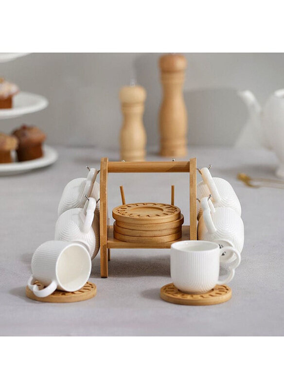 

Danube Home 13-Piece Princess Porcelain Bamboo Elegant Tea Set, White