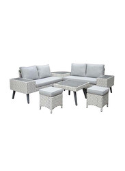 Danube Home 6-Seater Riza Rattan Sofa Set, Grey