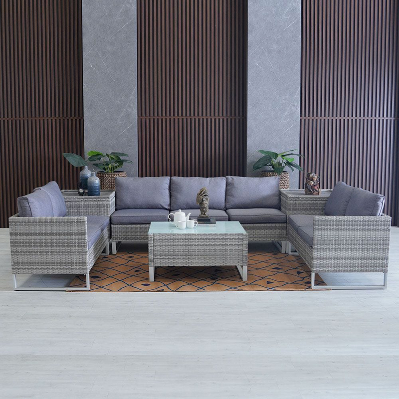 Danube Home Ashly 7-Seater Outdoor Sofa Set, 4 Pieces, Grey