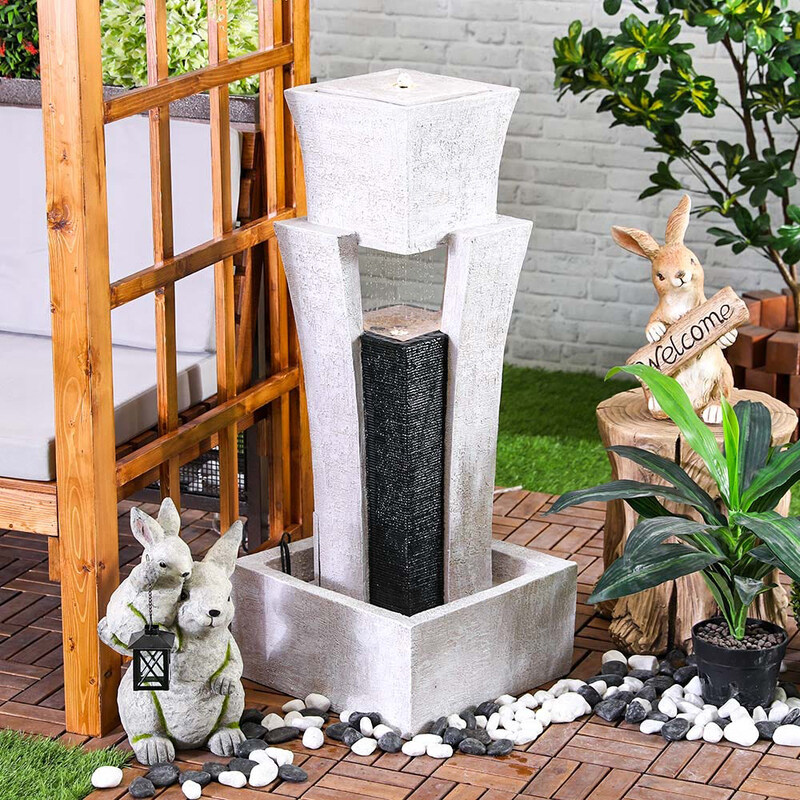 

Danube Home Indoor/Outdoor Garden Relaxing Natural Flowing New Tower Water Fountain, 42 x 42 x 101cm, White