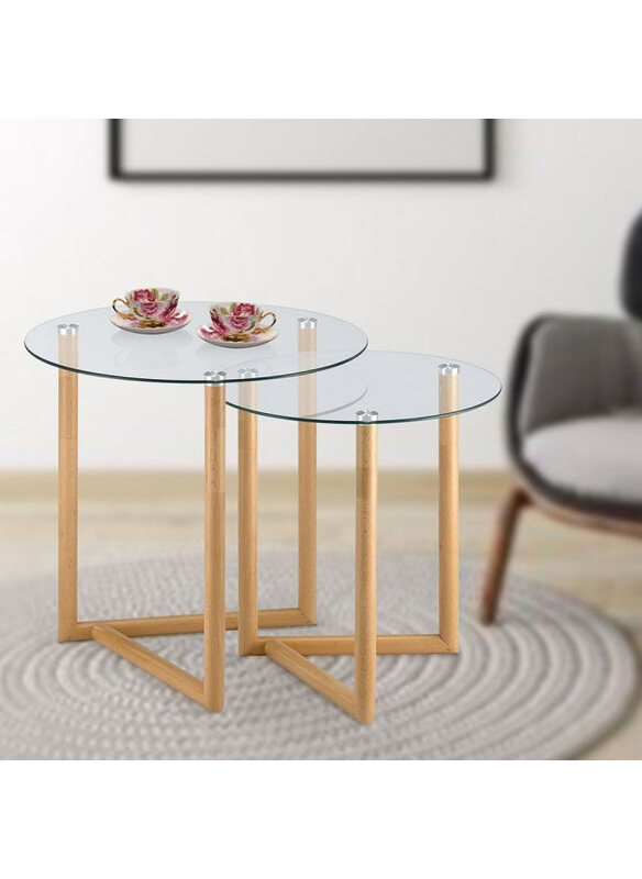 

Danube Home Bryner Glass Nesting Table, 2 Pieces, Brown
