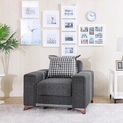 Danube Home Kristel Print Fabric Sofa, Single Seater, Dark Grey