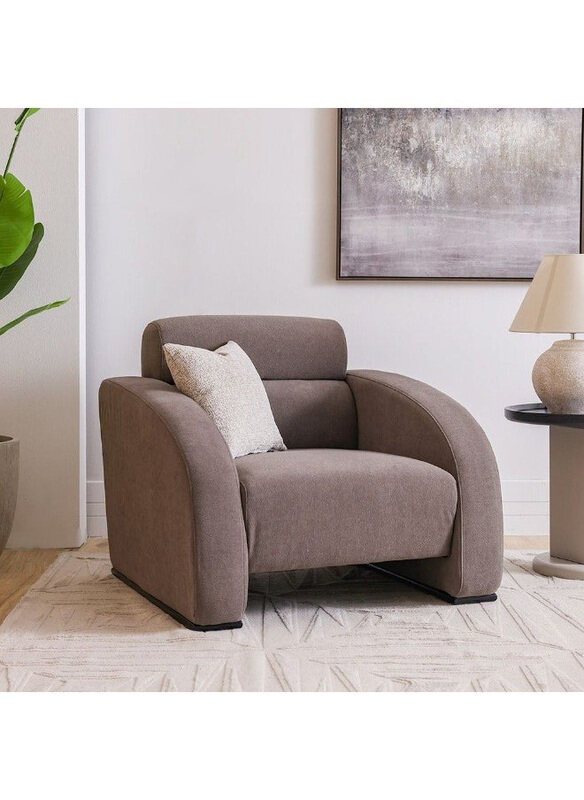

Danube Home Nimera 1 Seater Fabric Sofa Armchair Modern Design Single Seater Accent Chair Comfortable Living Room Furniture, Beige