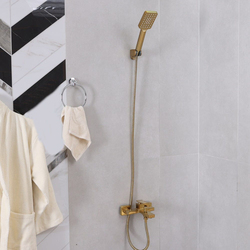 Danube Home Milano Teriz Brass Bath Shower Mixer Tap with Hand Shower, Gold