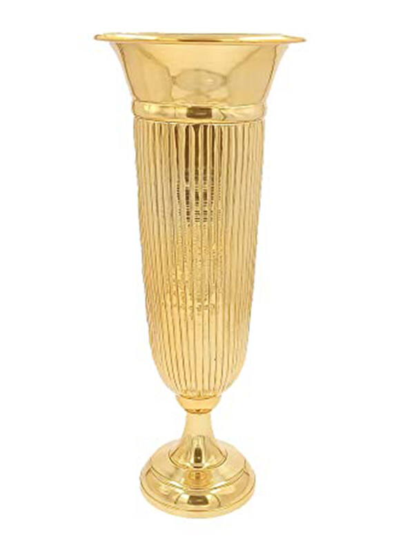 

Danube Home Decimus Ribbed Vase With Base, Gold