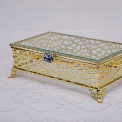 Danube Home Caroline Rectangular Jewellery Box, 25 x 15 x 7.5cm, Gold