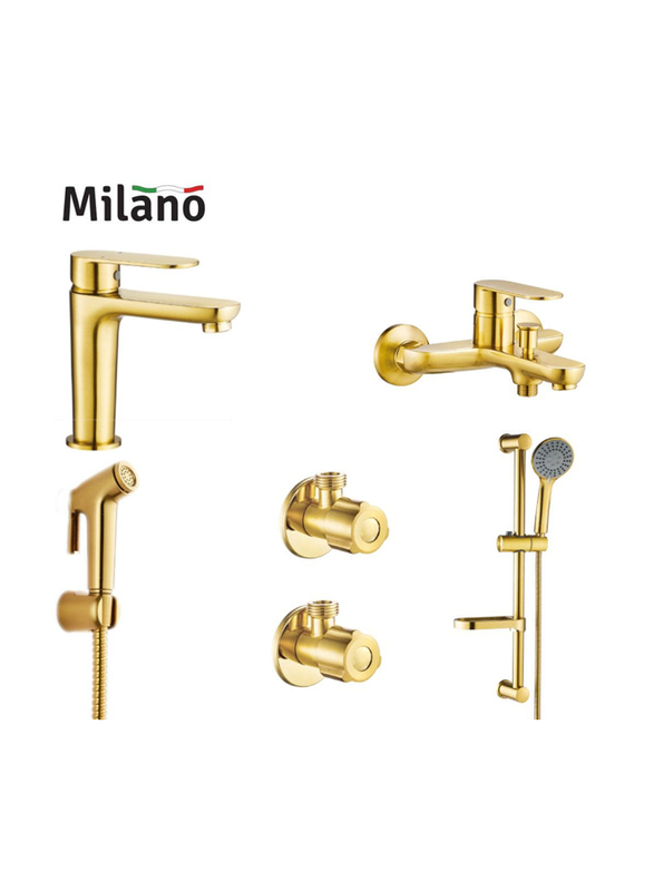 Danube Home Milano Verdi Collection 6-Piece Brass Complete Set, Matte Gold