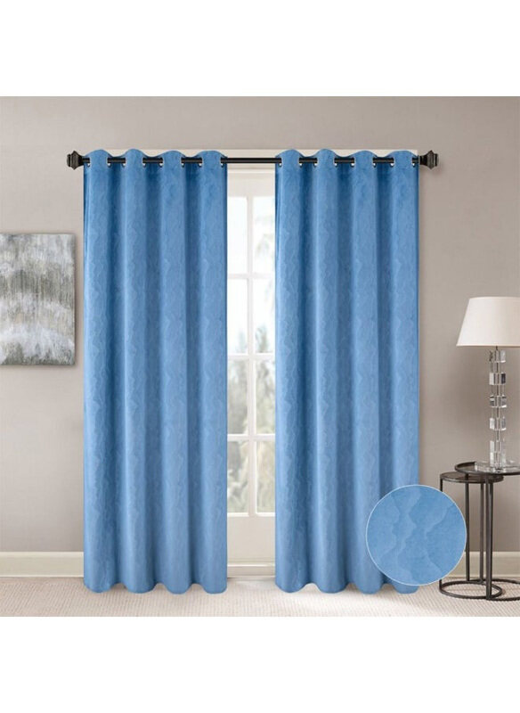 

Danube Home Meadow Jacquard Curtains, 2 Pieces, Blue